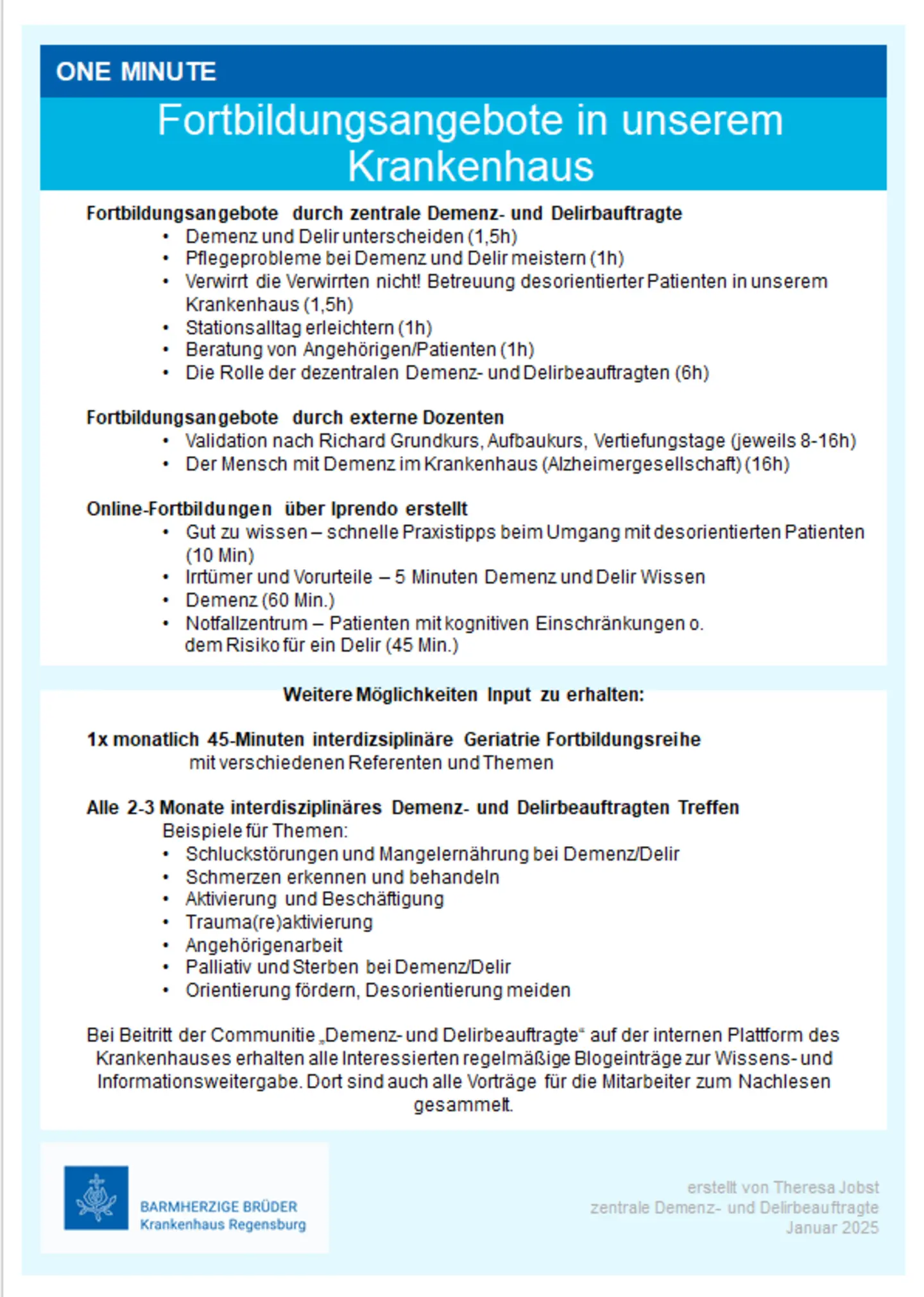 Interne Fortbildungsangebote unseres Krankenhauses, © Krankenhaus Barmherzige Brüder Regensburg